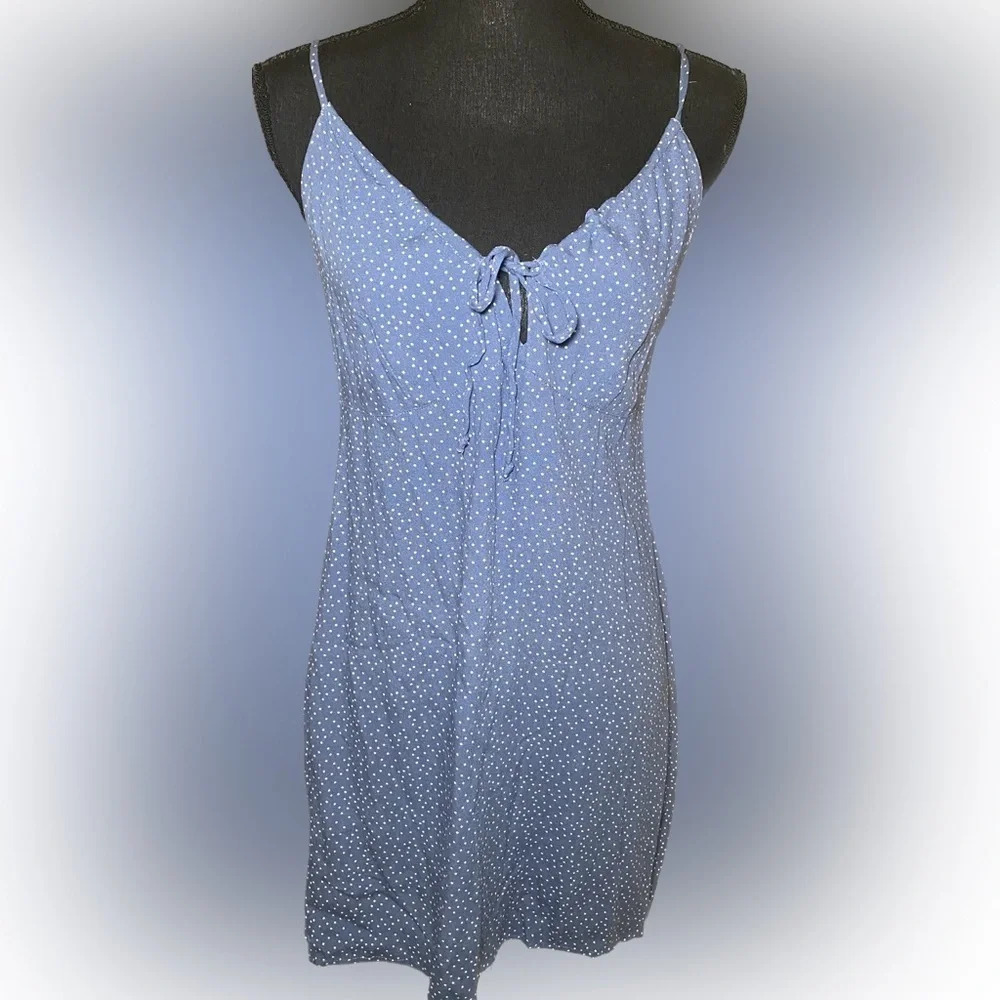 L.A. Hearts for Pac Sun light blue and white polka dot dress, size M